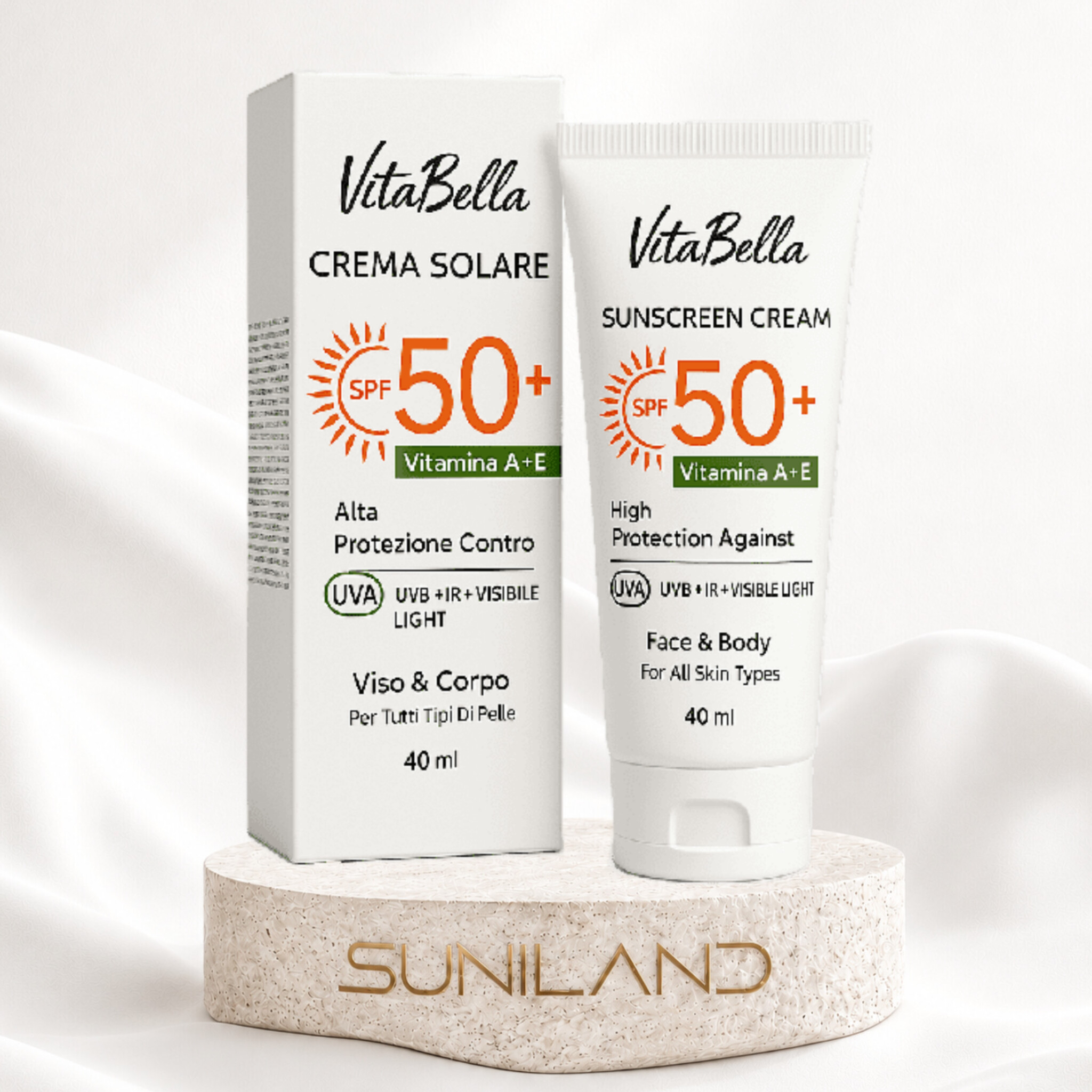 کرم ضد آفتاب ویتابلا SPF 30 و SPF 50 حجم 50 میلیلیتر محافظت از پوست در برابر اشعه UVA و UVB